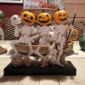 Halloween Skeleton and Pumpkin Figurine, NWT